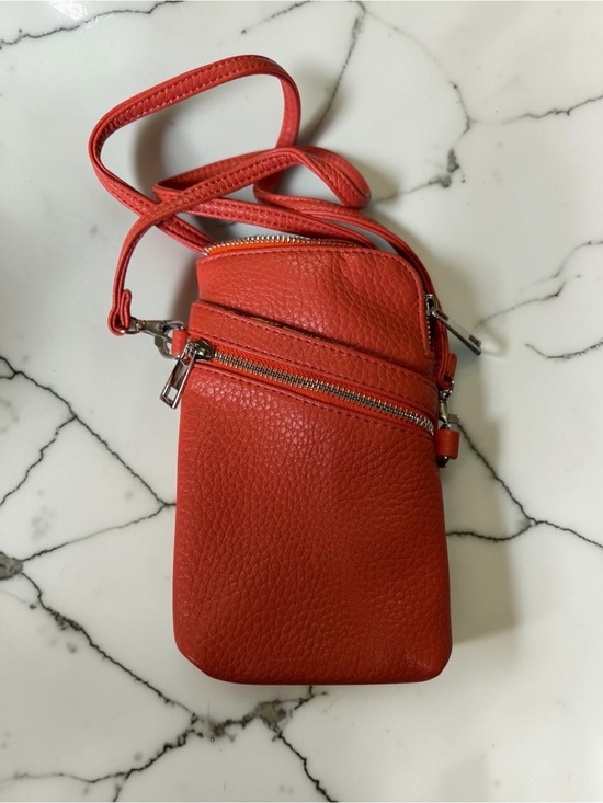 Handbags - Genuine Leather Small Crossbody Phone Bag Orange Y2K Multi-Pocket Boho Purse